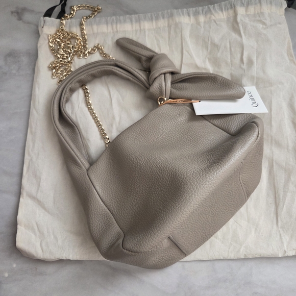 Quince Leather Mini Bow Bag Crossbody In Taupe - Picture 3 of 9